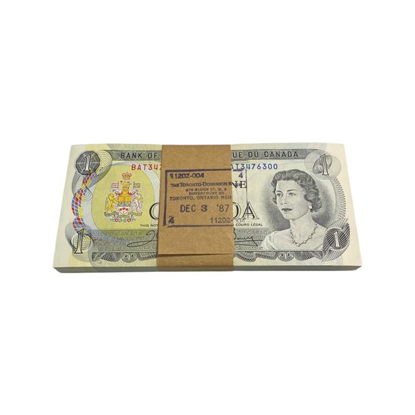 Canada 1973 $1 Bundle 100 Banknotes in Sequence