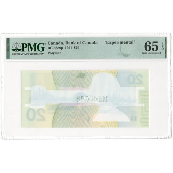 Canada 1991 $20 Experimental Polymer Banknote BC-58exp
