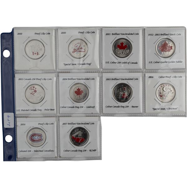 Canada 2000 - 2007 Coloured Quarters Collection Lot (10 Pieces)