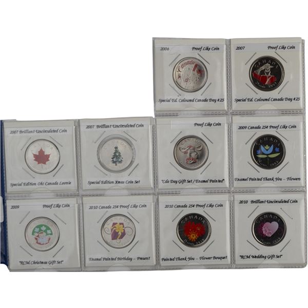 Canada 2006 - 2010 Coloured Quarters Collection Lot (10 Pieces)
