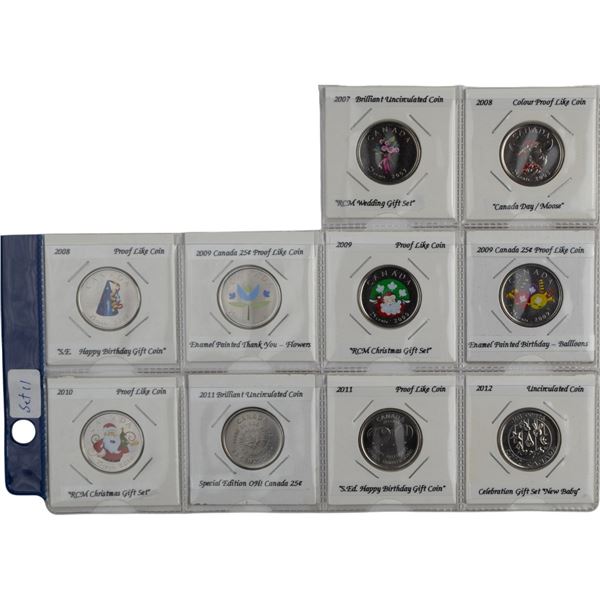 Canada 2007 - 2012 Coloured Quarters Collection Lot (10 Pieces)