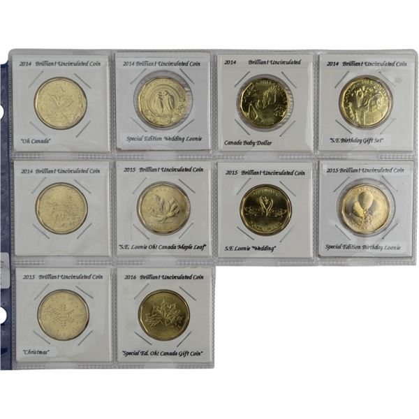Canada 2014 - 2016 Commemorative Loonies Collection Lot (10 Pieces)
