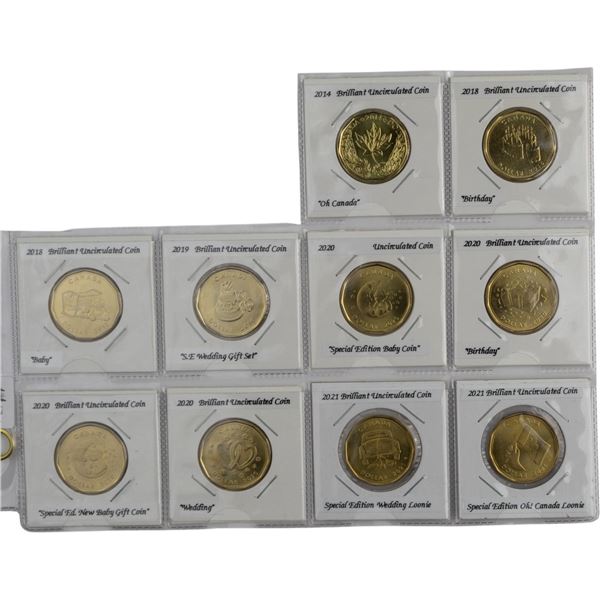 Canada 2014 - 2021 Commemorative Loonies Collection Lot (10 Pieces)