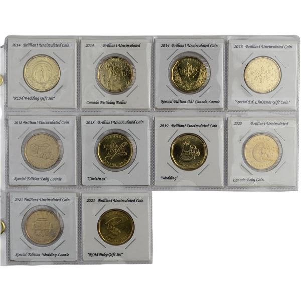 Canada 2014 - 2021 Commemorative Loonies Collection Lot (10 Pieces)