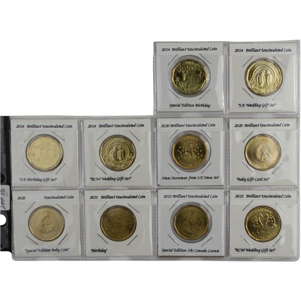 Canada 2014 - 2022 Commemorative Loonies Collection Lot (10 Pieces)
