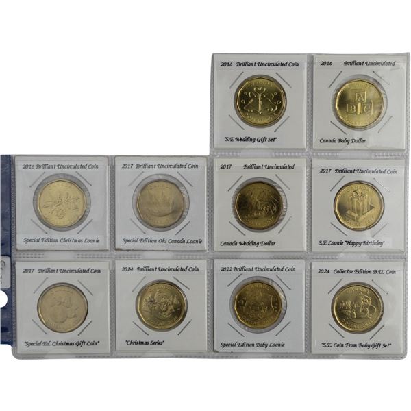 Canada 2016 - 2024 Commemorative Loonies Collection Lot (10 Pieces)