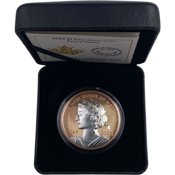Canada 2023 $1 Peace Dollar Rose Gold Plated 1 oz Pure Silver Coin