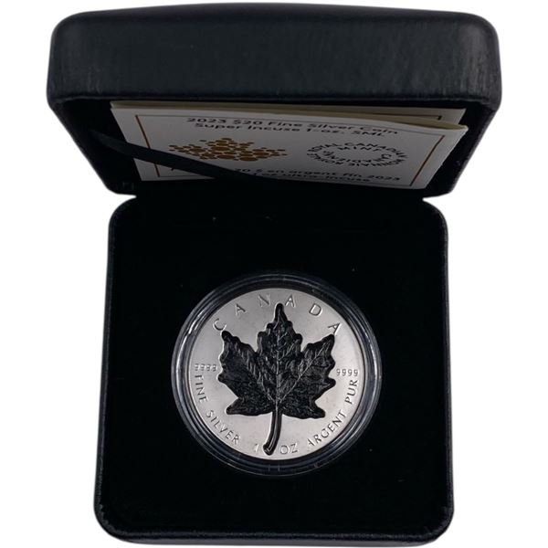 Canada 2023 $20 Super Incuse 1 oz Silver Maple Leaf Pure Silver Coin