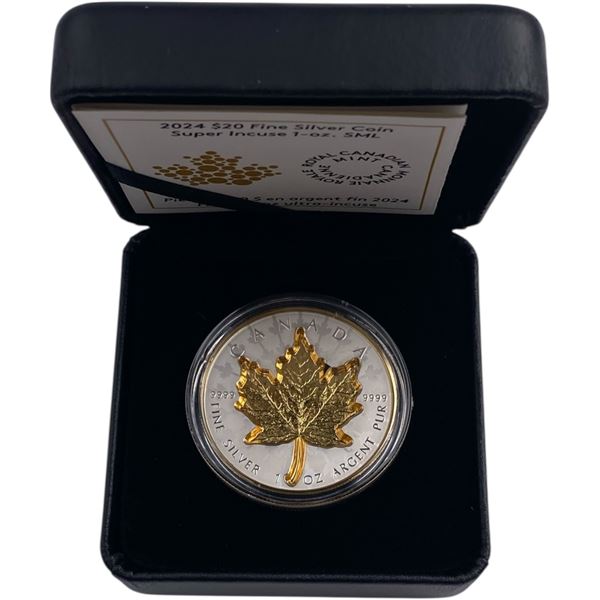 Canada 2024 $20 Super Incuse 1oz Silver Maple Leaf Coin