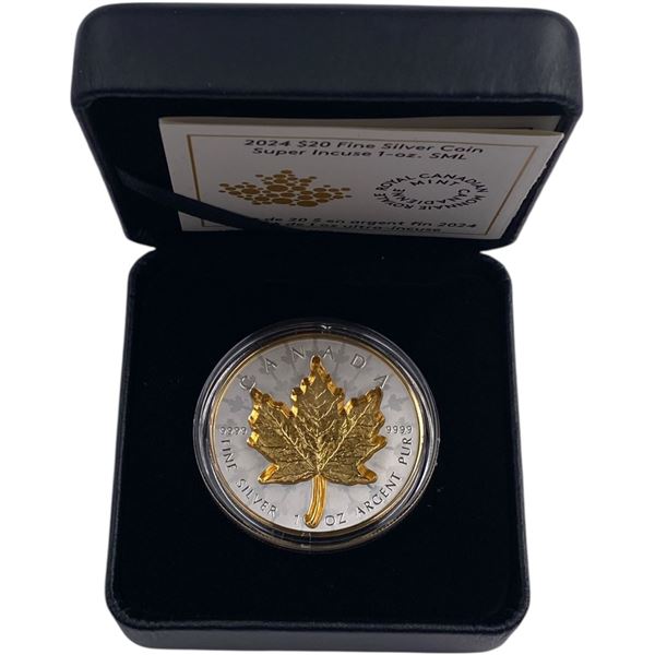 Canada 2024 $20 Super Incuse 1oz Silver Maple Leaf Coin