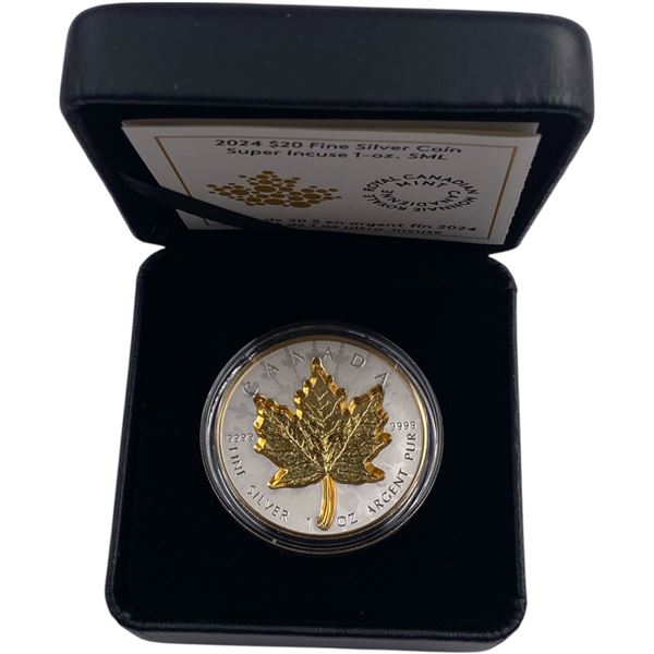 Canada 2024 $20 Super Incuse 1oz Silver Maple Leaf Coin