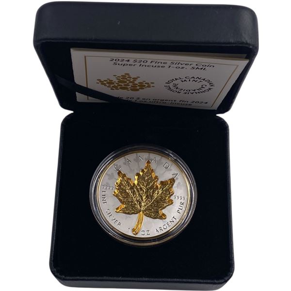 Canada 2024 $20 Super Incuse 1oz Silver Maple Leaf Coin