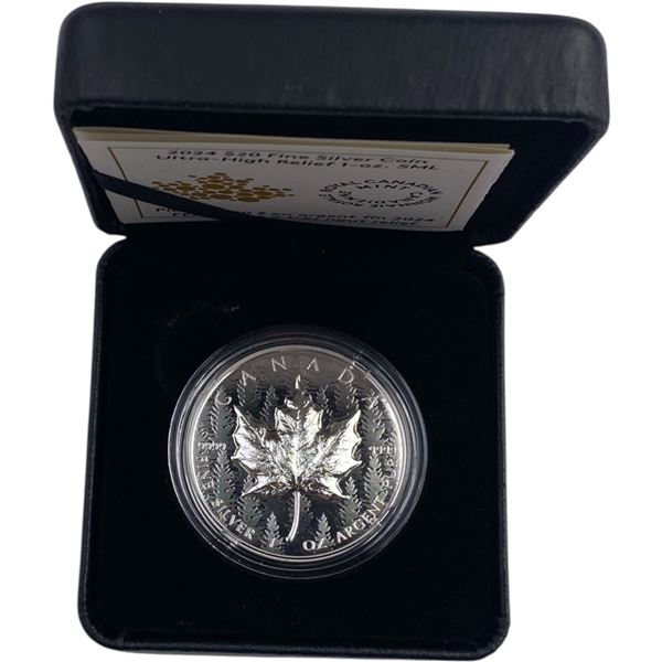 Canada 2024 $20 Ultra High Relief 1oz Silver Maple Leaf Pure Silver Coin