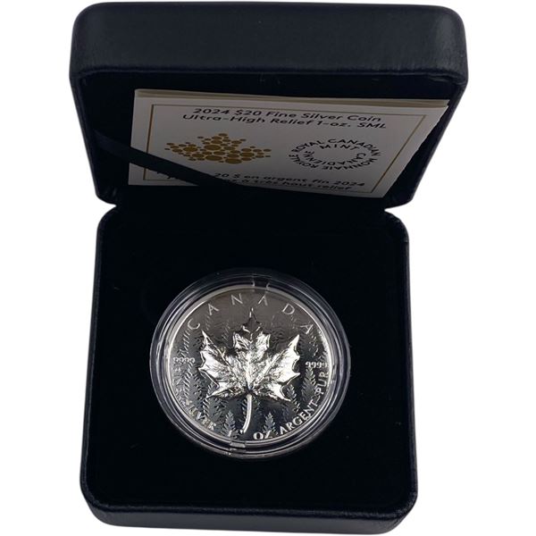 Canada 2024 $20 Ultra High Relief 1oz Silver Maple Leaf Pure Silver Coin