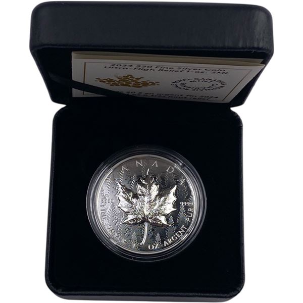 Canada 2024 $20 Ultra High Relief 1oz Silver Maple Leaf Pure Silver Coin