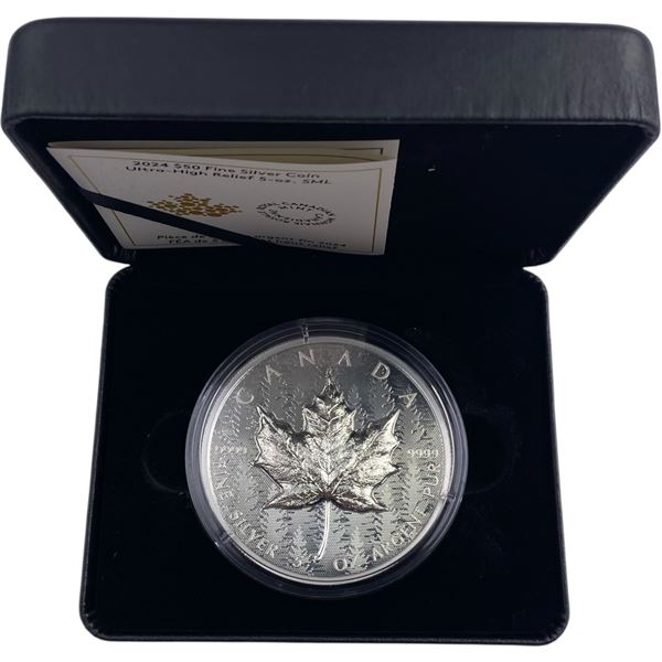 Canada 2024 $50 Ultra High Relief 5oz Silver Maple Leaf Coin