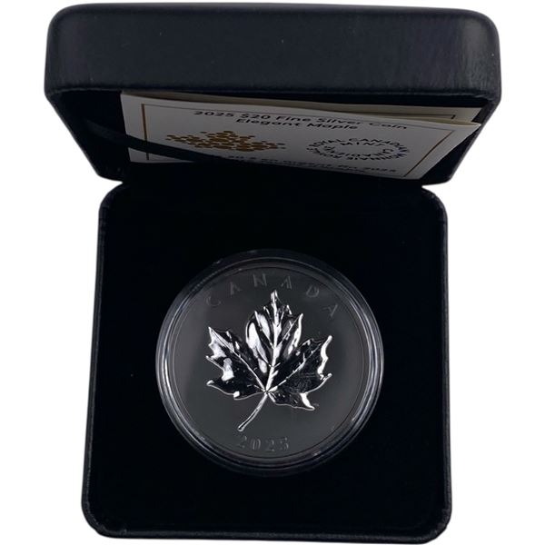 Canada 2025 $20 Black Rhodium Elegant Maple 1oz Pure Silver Coin