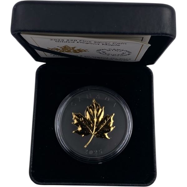 Canada 2025 $20 Gilded Elegant Maple 1oz Pure Silver Coin with Rhodium & Gold Plating