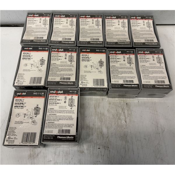 Lot of (12) Red Dot #IH3-1-LM Boxes