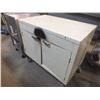 Image 1 : Two Door Metal Storage Cabinet & 1 Small Patio End Table
