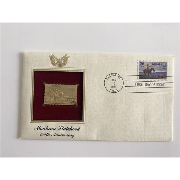 Montana Statehood: 100th Anniversary Gold Stamp Replica First Day Cover