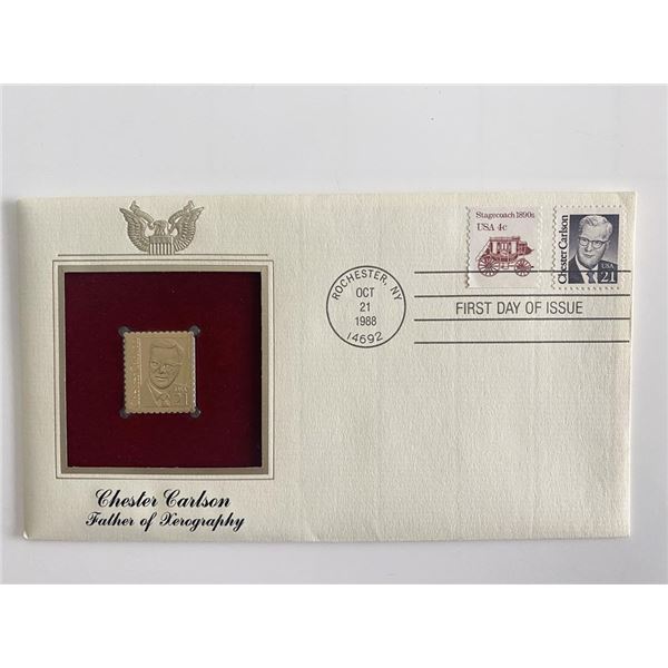 Chester Carlson Father of Xerography Gold Stamp Replica First Day Cover