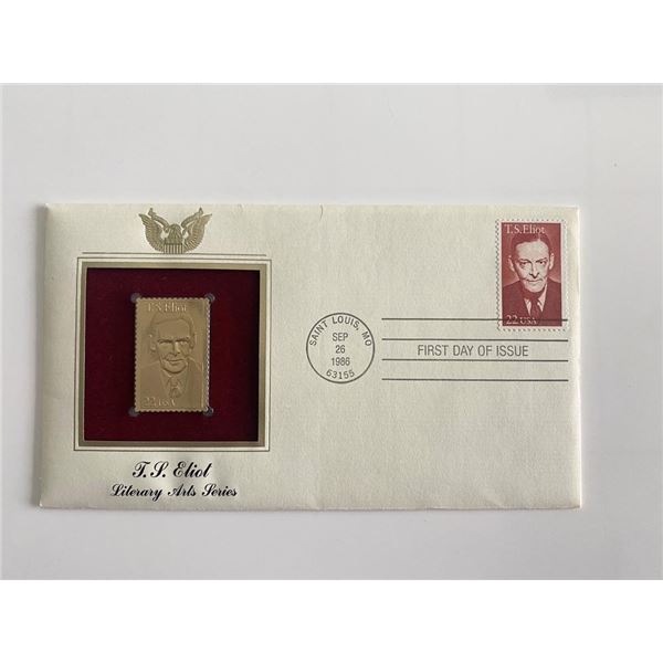 T.S. Eliot: Literary Arts Series Gold Stamp Replica First Day Cover