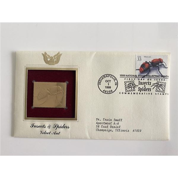 Insects & Spiders: Velvet Ant Gold Stamp Replica First Day Cover
