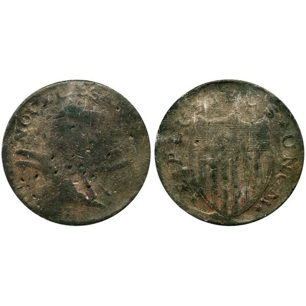 1787 M 6-D R-2 New Jersey Copper ANACS AG3 Details (Damaged - Corroded)