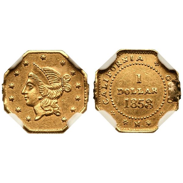 1853 BG-531 R-4 Liberty Octagonal Gold Dollar NGC AU Details (Mount Removed)