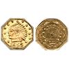Image 1 : 1859-Dated Indian - Wreath W/Star Octagonal California Gold Token (0.30g) NGC MS 63