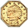 Image 2 : 1859-Dated Indian - Wreath W/Star Octagonal California Gold Token (0.30g) NGC MS 63