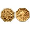 Image 1 : 1865-Dated Indian - Wreath Octagonal California Gold Token (0.20g) NGC MS62