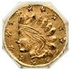 Image 2 : 1865-Dated Indian - Wreath Octagonal California Gold Token (0.20g) NGC MS62