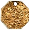 Image 2 : 1880 BG-799X Octagonal Indian California Gold 25C NGC UNC Details (Holed)