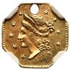 Image 2 : 1854 BG-306 Octagonal Liberty California Gold 50C NGC AU Details (Holed)