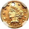 Image 2 : 1871 BG-1045 Round Liberty California Gold 50c NGC UNC Details (Holed)