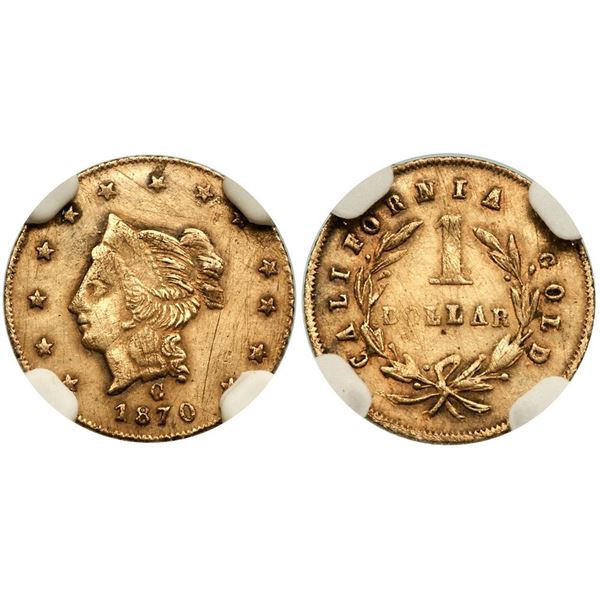 1870 BG-1203 Round Liberty California Gold $1 NGC AU Details (Scratches)