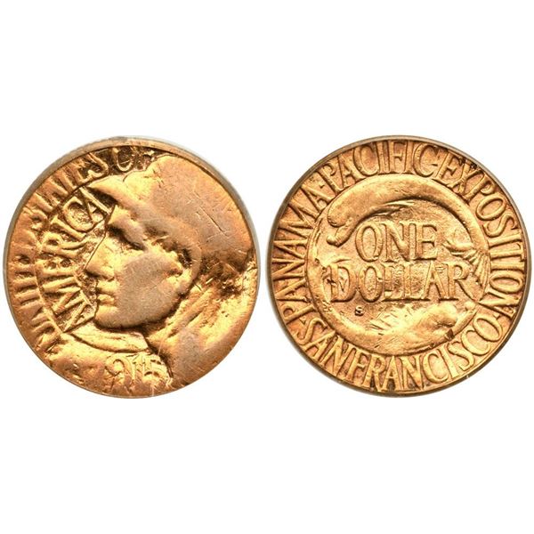 1915-S Panama-Pacific Gold $1 PCGS Genuine (Mounts Removed)