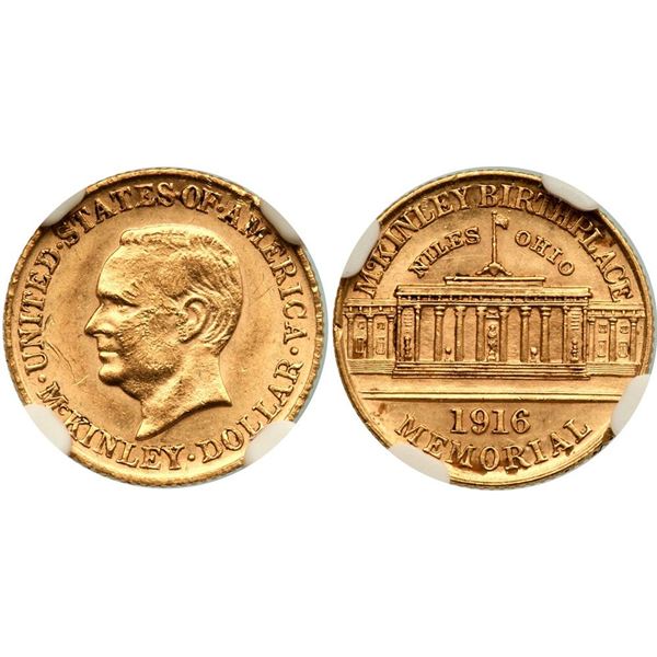 1916 McKinley Gold $1 NGC UNC Details (Obv Scratched)