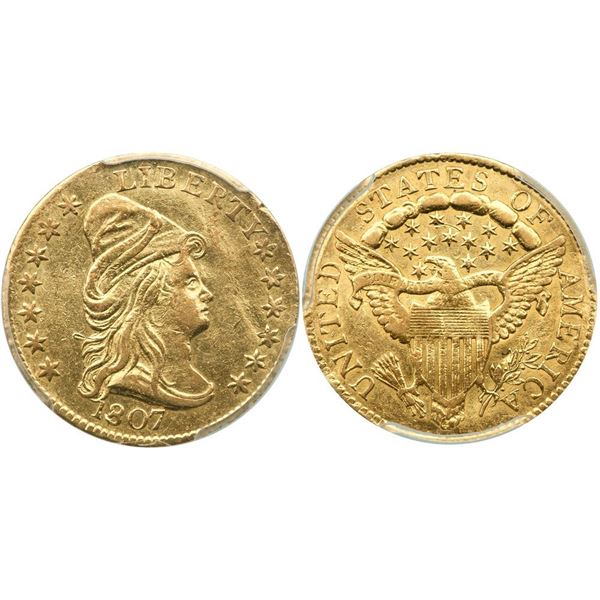 1807 $2.50 Gold Capped Bust Right, PCGS AU Details, Bent