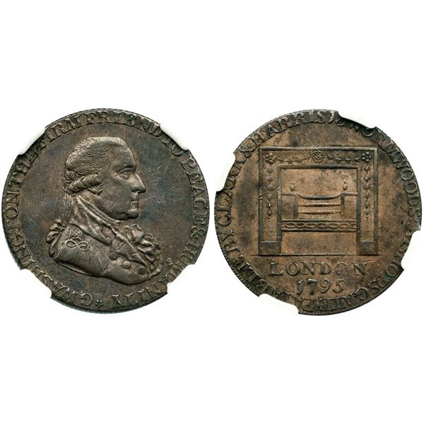 1795 NGC AU58 Lg Buttons Washington Grate 1/2p