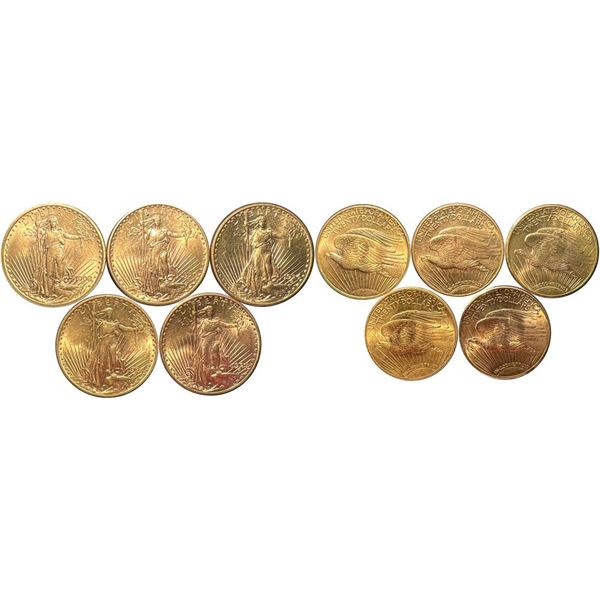 Lot of 5 $20 Saint Gaudens