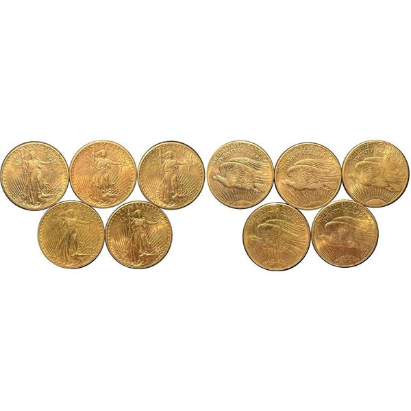 Lot of 5 $20 Saint Gaudens