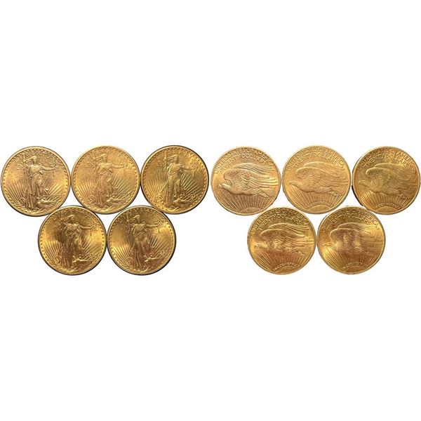 Lot of 5 $20 Saint Gaudens