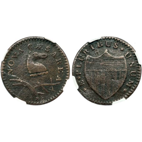 1786 M 19-M R-5 New Jersey Copper NGC VF Details (Environmental Damage)