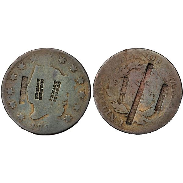 182X Brunk C-1172, C-41 Counterstamped Matron Head Cent AG3