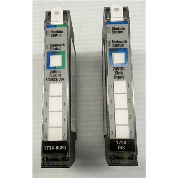 Lot of (2) Allen Bradley #1734-8CFG & #1734-IB8 Sink In Source Out Modules