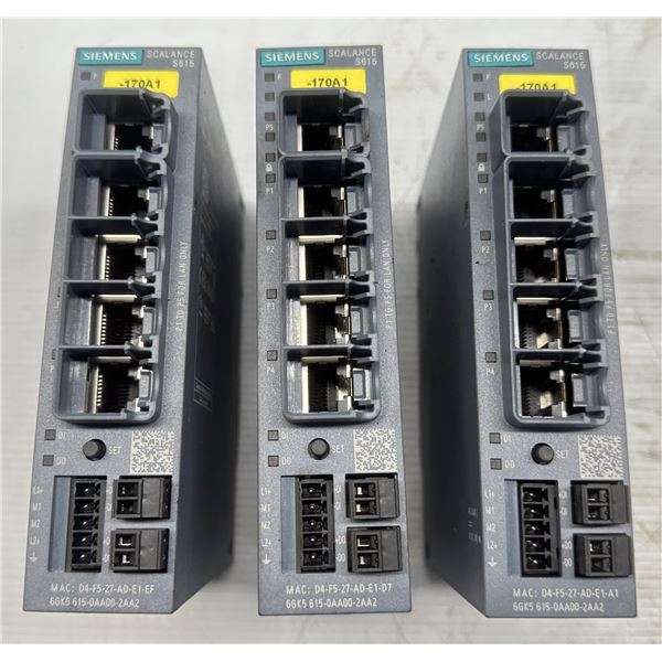 (3) Siemens #6GK5 615-0AA00-2AA2 Scalance S615 Industrial Routers