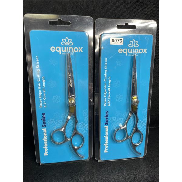 Lot of 2 Equinox Professional Series Stainless Steel Razor Edge Hair Cutting Scissors (6.5") - New
